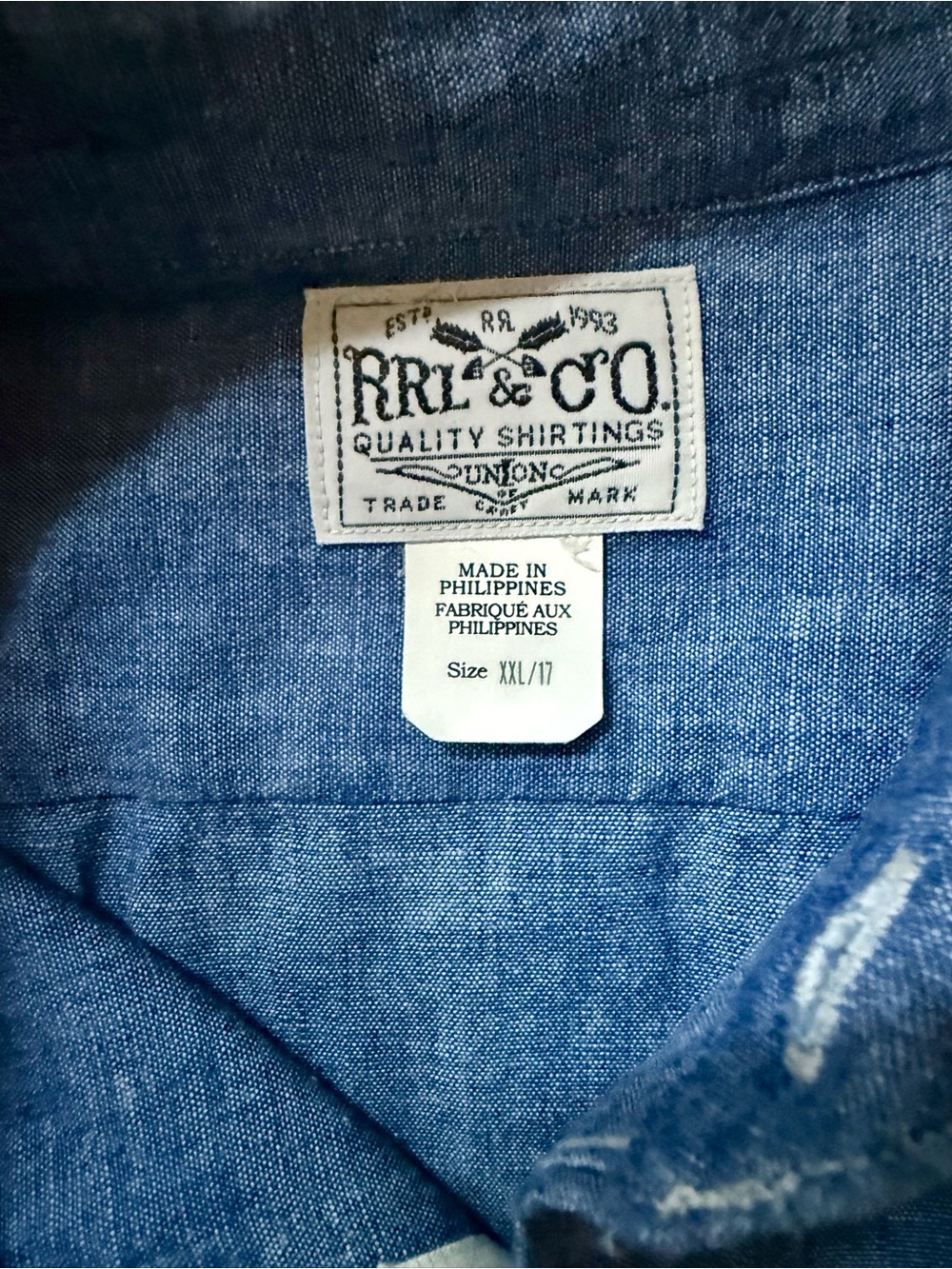 Ralph Lauren Double RL, RRL men’s salvaged chamber shirt 
Xxl / 17